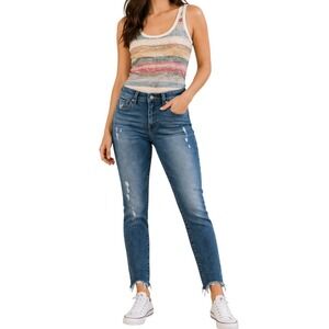 Lucky‎ Brand Ava Skinny Jeans Womens 0/25 Blue Mid Rise Distressed Ankle